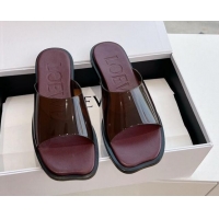 Good Quality Loewe Campo PVC Flat Slides Sandal with Buckle Strap Brown 0221082