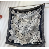 Luxury Discount Chanel Silk Sqaure Scarf 90x90cm 051405 Black 2024