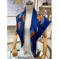 Famous Brand Chanel Silk Sqaure Scarf 90x90cm 051409 Blue 2024