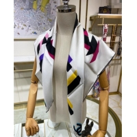 Popular Style Chanel Silk Sqaure Scarf 90x90cm 051409 White 2024