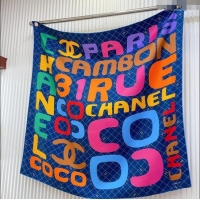 Best Price Chanel Silk Sqaure Scarf 90x90cm 051412 Blue 2024