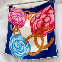 Shop Discount Chanel Silk Sqaure Scarf 90x90cm 051413 Blue 2024