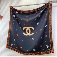 Famous Brand Chanel Silk Sqaure Scarf 90x90cm 051415 Black 2024