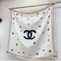 Fashion Discount Chanel Silk Sqaure Scarf 90x90cm 051415 White 2024