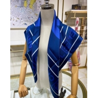 Free Shipping Chanel Silk Sqaure Scarf 90x90cm 061905 Blue 2024