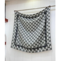 Luxury Discount Chanel Silk Sqaure Scarf 90x90cm with CC Allover 0619 Grey 2024