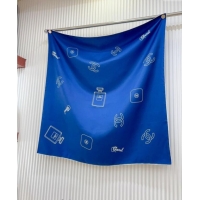 Best Product Chanel Silk Square Scarf 90x90cm with Bottle Print 0619 Blue 2024