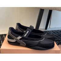 Good Looking Miu Miu Mesh and Suede Ballerinas Sneakers Black 1228004