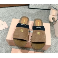 Cheap Price Miu Miu Socks Suede Slides Sandal Grey 1228014