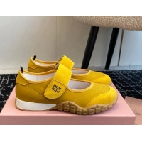 Purchase Miu Miu Fabric and Suede Open Sneakers with Strap Yellow 1228030