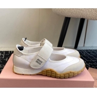 Duplicate Miu Miu Fabric and Suede Open Sneakers with Strap White 1228031