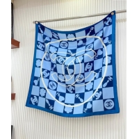 Buy Discount Chanel Silk Square Scarf 90x90cm CH071001 Blue 2024