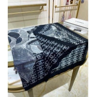 Super Quality Chanel Camellia Cashmere Shawl Scarf 140cm CH082107 Black 2024