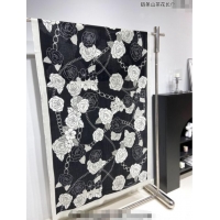 Top Grade Chanel Camellia Cashmere Long Scarf 110x200cm CH082108 Black 2024