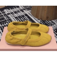 Stylish Miu Miu Elasticized Suede Ballerinas Flat Yellow 1228041