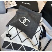 Good Looking Chanel Chevron Cashmere Long Scarf 30x180cm CH102109 Grey 2024