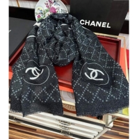 Luxury Discount Chanel Cashmere Long Scarf 100x200 CH102114 Black 2024