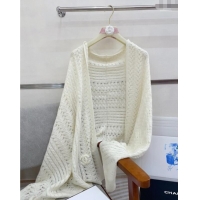 Buy Cheapest Chanel Wheat Knit Cashmere Long Scarf 70x190cm CH102119 White 2024