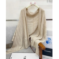 Buy Fashionable Chanel Wheat Knit Cashmere Long Scarf 70x190cm CH102119 Beige 2024