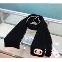 Best Quality Chanel Knit Cashmere Long Scarf 32x185cm CH102120 Black 2024