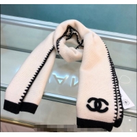 Low Cost Chanel Knit Cashmere Long Scarf 32x185cm CH102120 White 2024