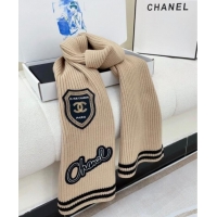 Well Crafted Chanel Cashmere Knit Long Scarf 30x180cm with Charm 1128 Beige 2024