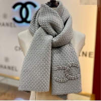 Discount Chanel Cashmere Cashmere Scarf CH011004 Grey 2025 Top Quality