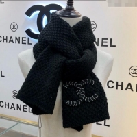 Best Price Chanel Cashmere Cashmere Scarf CH011007 Black 2025 Top Quality