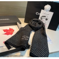 Top Design Chanel Cashmere Houndstooth Knit Long Scarf 35x180cm 0115 Black 2025