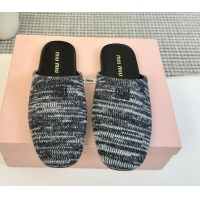 Purchase Miu Miu Knit Flat Mules Black 0224058