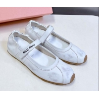 Popular Style Miu Miu Bleached nappa leather ballerinas flats White 0224060