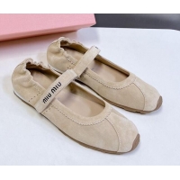 Shop Duplicate Miu Miu Suede ballerinas flats Beige 0224062