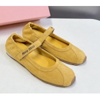 Top Design Miu Miu Suede ballerinas flats Yellow 0224063