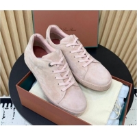 Good Looking Loro Piana Nuages Low top Sneakers in Suede Light Pink 1113080