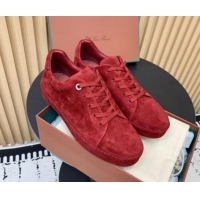 Shop Duplicate Loro Piana Nuages Low top Sneakers in Suede Red 1113084