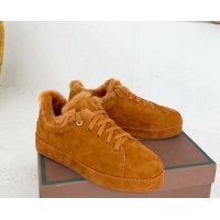 Good Product Loro Piana Low top Sneakers in Suede and Wool Fur Brown Yellow 1113087