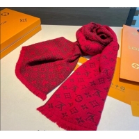 Shop Promotional Louis Vuitton Monogram Cashmere Long Scarf 40x180cm 0912 Red 2024