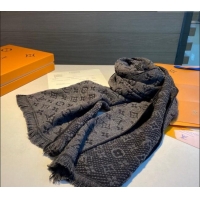 Famous Brand Louis Vuitton Monogram Cashmere Long Scarf 40x180cm 0912 Grey 2024