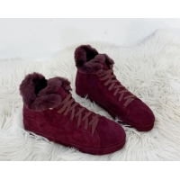 Low Price Loro Piana High top Sneakers in Suede and Wool Fur Grape Purple 1113100