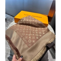 Top Grade Louis Vuitton Classic Monogram Shawl Scarf 140cm 1128 Coffee Brown 2024