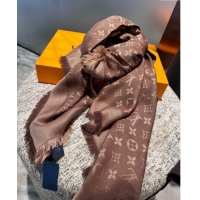 Luxurious Louis Vuitton Classic Monogram Shawl Scarf 140cm 1128 Dark Coffee 2024