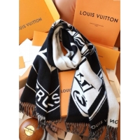 Low Cost Louis Vuitton Lock and Keys Wool Cashmere Long Scarf 45x215cm 1128 Black/White 2024