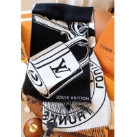 Low Cost Louis Vuitton Lock and Keys Wool Cashmere Long Scarf 45x215cm 1128 Black/White 2024