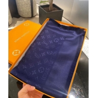 Good Taste Louis Vuitton Classic Monogram Shawl Scarf 140cm 1128 Dark Blue 2024