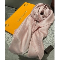 Luxury Cheap Louis Vuitton Classic Monogram Shawl Scarf 140cm 1128 Pink/Silver 2024