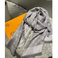 Low Cost Louis Vuitton Classic Monogram Shawl Scarf 140cm 1128 Light Grey 2024