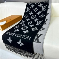 Big Discount Louis Vuitton Simple LV Wool Long Scarf 34x180cm 1128 Black 2024