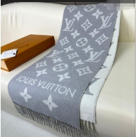 Top Grade Louis Vuitton Simple LV Wool Long Scarf 34x180cm 1128 Grey 2024