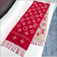 Top Grade Louis Vuitton Simple LV Wool Long Scarf 34x180cm 1128 Red 2024