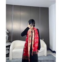 Top Grade Louis Vuitton Simple LV Wool Long Scarf 34x180cm 1128 Red 2024